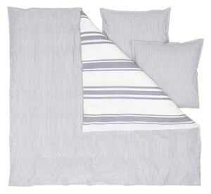 Sivo-bijela posteljina za bračni krevet od pamučnog perkala Westwing Collection, 200 x 200 cm