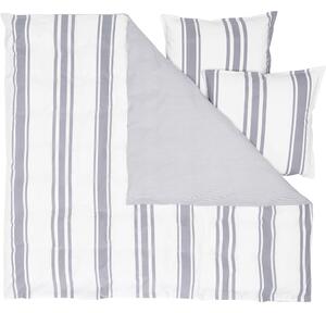 Sivo-bijela posteljina za bračni krevet od pamučnog perkala Westwing Collection, 200 x 200 cm