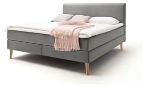 Black Friday - Sivo-smeđi tapecirani bračni krevet s madracem Meise Möbel Greta, 160 x 200 cm