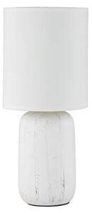 Bijela stolna lampa od keramike i tkanine Trio Clay, visina 35 cm