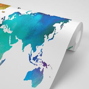 Tapeta zemljovid svijeta u boji u akvarelnom dizajnu