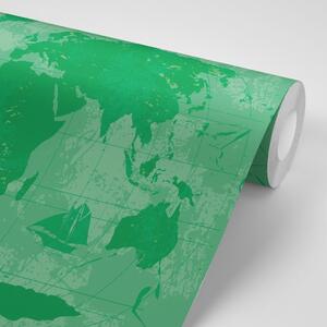 Tapeta rustikalni zemljovid svijeta u zelenoj boji