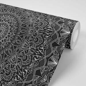 Tapeta detaljna ukrasna Mandala u crno-bijelom dizajnu