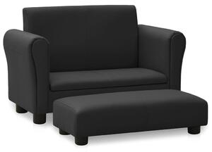 VidaXL Dječja sofa s tabureom od umjetne kože crna