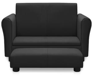 VidaXL Dječja sofa s tabureom od umjetne kože crna