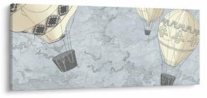Slika - Baloni nad mestom, hladnih tonov (120x50 cm)