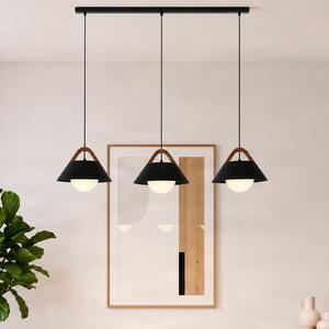 Luminex Funda viseća lampa, crna, duljina 110 cm, 3 sjenila, metal/staklo, prigušiva, Crno, Dnevni boravak/blagovaonica, Metal
