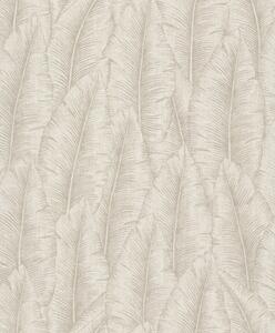 Bijelo-krem flis tapeta s listovima, CU3201, Cumaru, Grandeco | Ljepilo besplatno