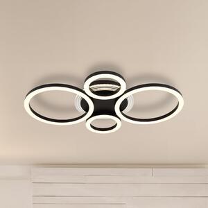 Globo Loretta LED stropna svjetiljka, crna, metal, 53 cm, CCT, Crno, Dnevni boravak/blagovaonica, Metal