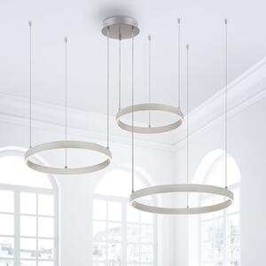 JUST LIGHT. GmbH Lilluti LED viseća svjetiljka, srebrna, željezo, aluminij, 3 prstena, prigušiva, Metalik, Dnevni boravak/blagovaonica, Metal