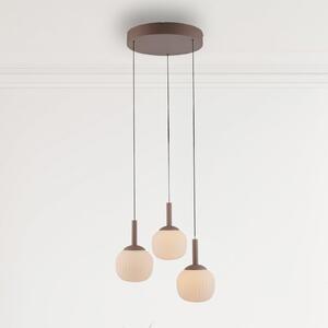 JUST LIGHT. GmbH Nami LED viseća svjetiljka, 3 žarulje, okrugla, pijesak, bijela, staklo, željezo, prigušiva, Bež, Dnevni boravak/blagovaonica, Staklo, Metak