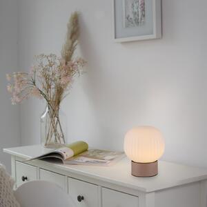 JUST LIGHT. GmbH Nami LED stolna lampa, bijela/pješčana, staklo, željezo, visina 17 cm, prigušiva, Bež, Dnevni boravak/blagovaonica, Staklo, Metak