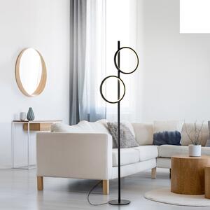 JUST LIGHT. GmbH LED podna lampa Mini-Ritus, crna, željezna, 2 prstena, Crno, Dnevni boravak/blagovaonica, Metal