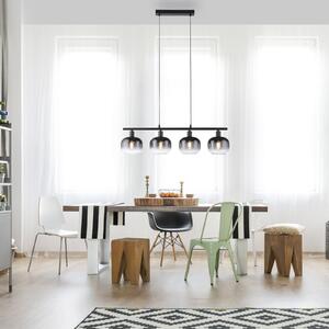JUST LIGHT. GmbH Zea viseća lampa, 4 svjetla, dimno siva/crna, staklo, E14, Sivo, Dnevni boravak/blagovaonica, Staklo