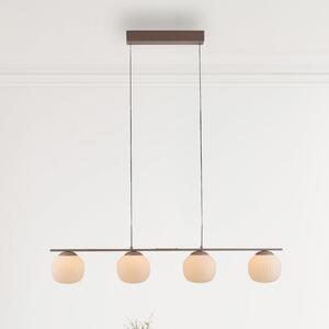 JUST LIGHT. GmbH Nami LED viseća lampa, 4 svjetla, duga, pijesak, bijela, staklo, željezo, prigušiva, Bež, Dnevni boravak/blagovaonica, Staklo, Metak