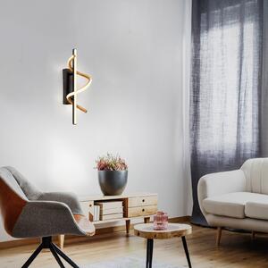 JUST LIGHT. GmbH Emanda LED zidna svjetiljka, crna i zlatna, željezo aluminij, prigušiva, Crno, Dnevni boravak/blagovaonica, Metal