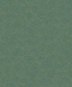 Zeleno-zlatna geometrijska flis tapeta za zid, BZ3306, Belize, Grandeco | Ljepilo besplatno