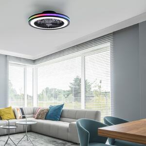 JUST LIGHT. GmbH Brandon LED stropni ventilator, crni, RGBW, CCT, Ø 46,5 cm, prigušiva, Crno, Dnevni boravak/blagovaonica, Plastika