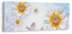 Slika - Kompozicija z rožami in metulji (120x50 cm)