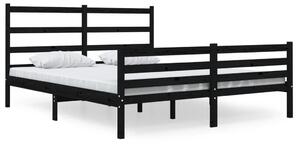 VidaXL Okvir za krevet od masivne borovine crni 135x190 cm 4FT6 bračni