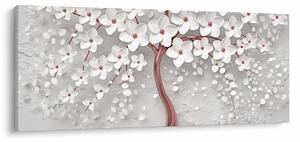 Slika belega drevesa s cvetovi, rožnato zlato (120x50 cm)