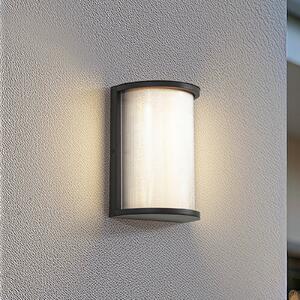 Lindby LED vanjska zidna svjetiljka Calvik, crna, rebrasta, IP44, Crno, Metal