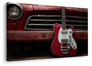 Slika vintage gitara i automobil
