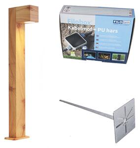 Vanjska svjetiljka aluminijska s uzorkom drveta s šiljkom za zemlju i kabelskom uvodnicom 65 cm IP44 - Baleno