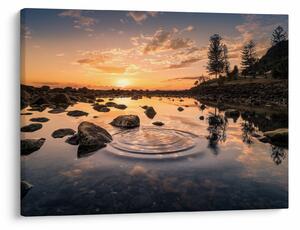 Slika - Zalazak sunca uz jezero (70x50 cm)