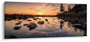Slika - Zalazak sunca uz jezero (120x50 cm)