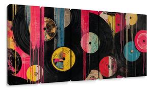 5-dijelna slika retro vinilne ploče