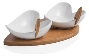 Set s 2 zdjele za posluživanje,pladnjem i dvije čačkalice od bambusa Brandani Coeur Blanc
