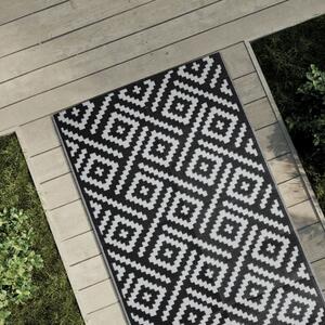 VidaXL Vanjski tepih bijelo-crni 80 x 150 cm PP