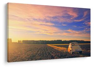 Slika žutog automobila u polju (90x60 cm)