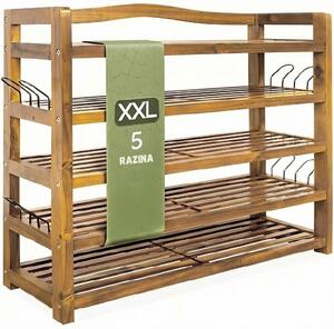Regal za cipele RUSTIC, 5 polica, 95x26x82cm, prirodno smeđi Casaria