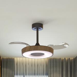 Mantra Iluminación Coin Smart LED stropni ventilator, drvo/crna, DC, tih, prigušiva, Drvo, Dnevni boravak/blagovaonica, Metal