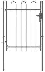 VidaXL Jednostruka vrata za ogradu s lučnim vrhom čelična 1x1,2 m crna