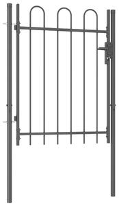 VidaXL Jednostruka vrata za ogradu s lučnim vrhom čelična 1x1,2 m crna