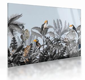 Staklena slika živali v tropskem gozdu (70x50 cm)