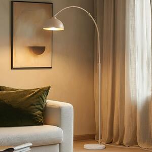 Lindby Tonka podna lampa, bež, metal/mramor, 185 cm, E27, Bež, Dnevni boravak/blagovaonica, Metal