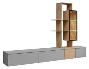 Set za dnevni boravak Lonios AGDC LO (siva + cremona hrast) (s rasvjetom)