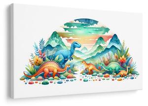 Slika šareni dinosauri u planinama