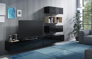 Zondo.hr Set za dnevni boravak Calabria C27 BLACK (crna + hrast artisan) (bez rasvjete). Akcija -20%. 1051565
