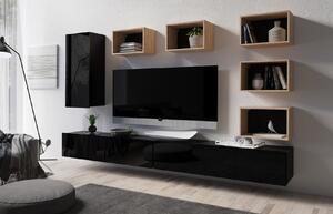 Zondo.hr Set za dnevni boravak Calabria C37 BLACK (crna + hrast artisan) (bez rasvjete). Akcija -20%. 1051585