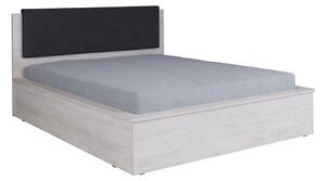 Zondo Bračni krevet 160 cm Desayuno P (hrast bijeli + ekokoža grafit) (s podnicom). 1051698