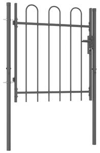 VidaXL Jednostruka vrata za ogradu s lučnim vrhom čelična 1 x 1 m crna