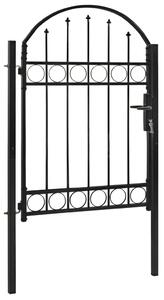 VidaXL Vrata za ogradu s lučnim vrhom čelična 100 x 125 cm crna