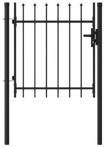 VidaXL Jednostruka vrata za ogradu sa šiljcima na vrhu 1 x 1 m crna
