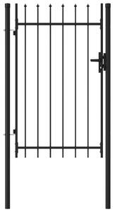 VidaXL Jednostruka vrata za ogradu sa šiljcima na vrhu 1 x 1,5 m crna