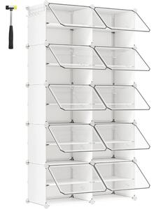 Organizator za obuću KIMBERLY, 10 kutija, bijela/prozirna SongmicsHome